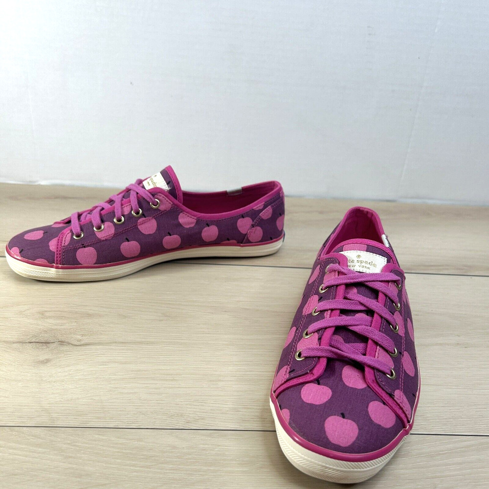 Keds Kate Spade NY Apple Pink Print Lace Up Canvas Sneakers casual Shoes Sz 10